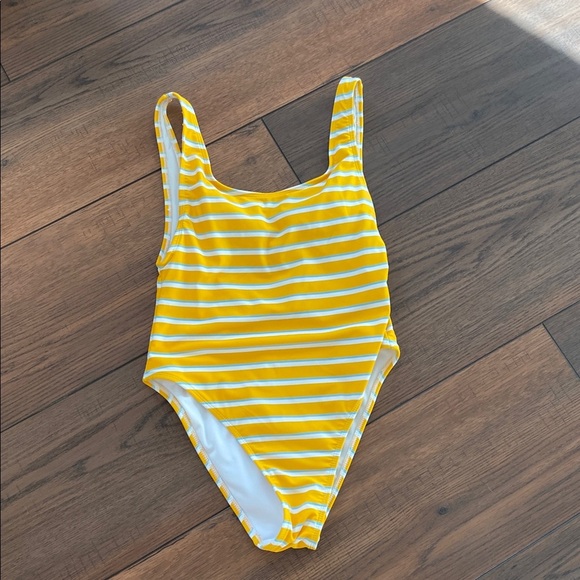 Other - Flirty Yellow and White Striped Swimsuit